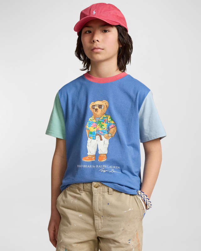 Boy's Colorblocked Polo Bear T-Shirt, Size S-X